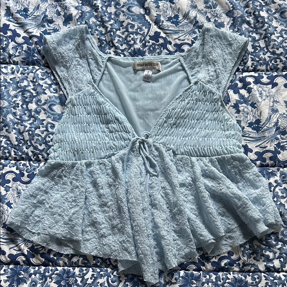 Urban Outfitters Light Blue Lace Blouse